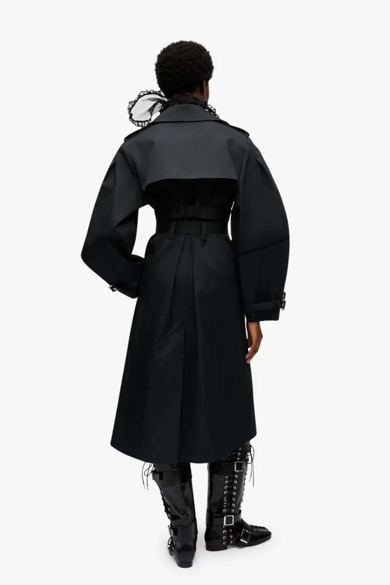 Svart trenchcoat i bondad bomull