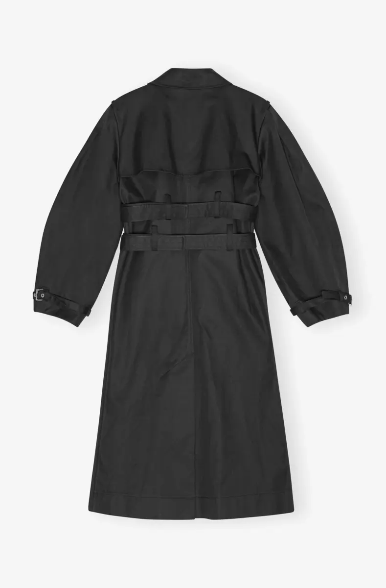 Svart trenchcoat i bondad bomull Svart trenchcoat i bondad bomull