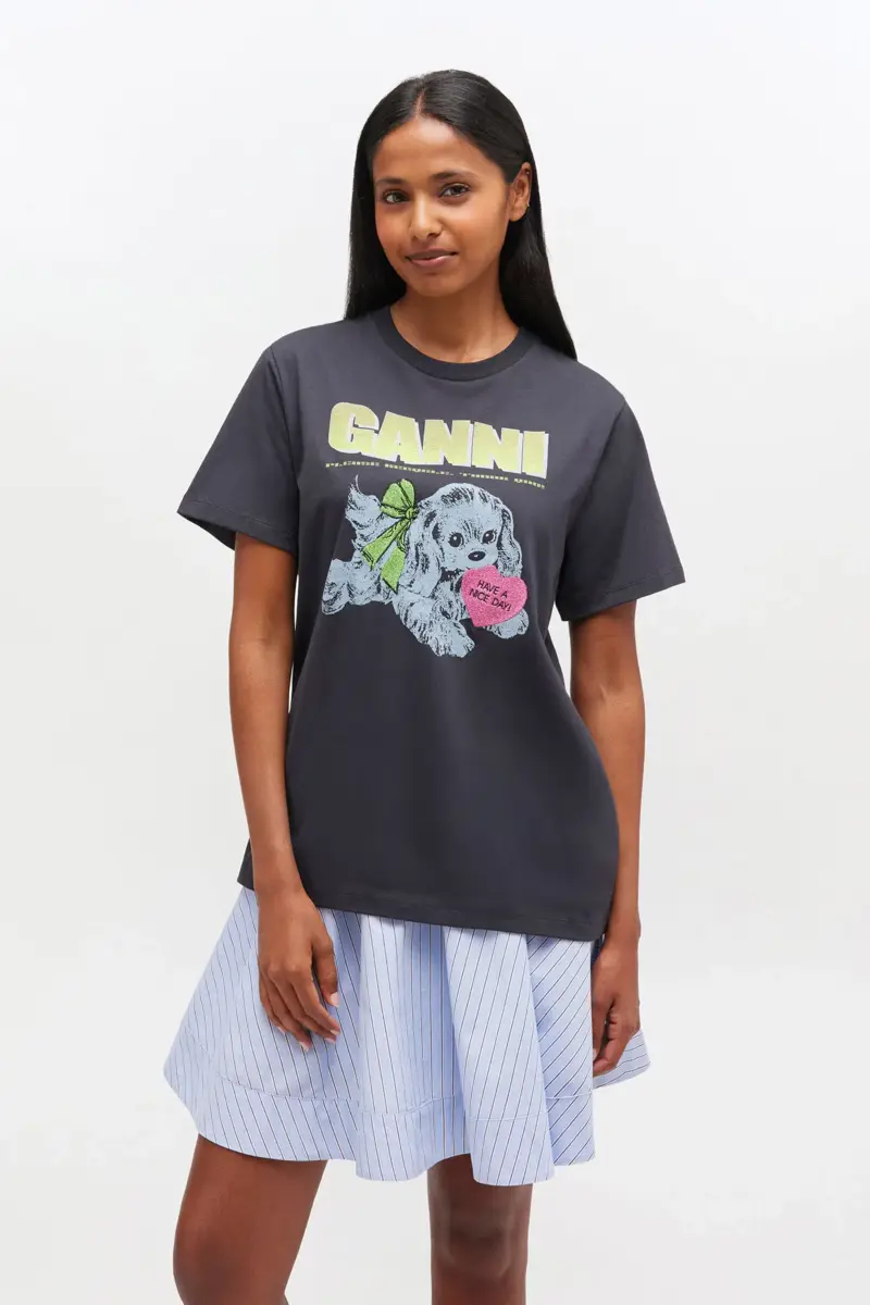 Svart valp-T-shirt