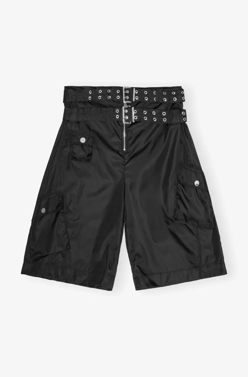 Svarta duchesse nylon shorts med fickor Svarta duchesse nylon shorts med fickor