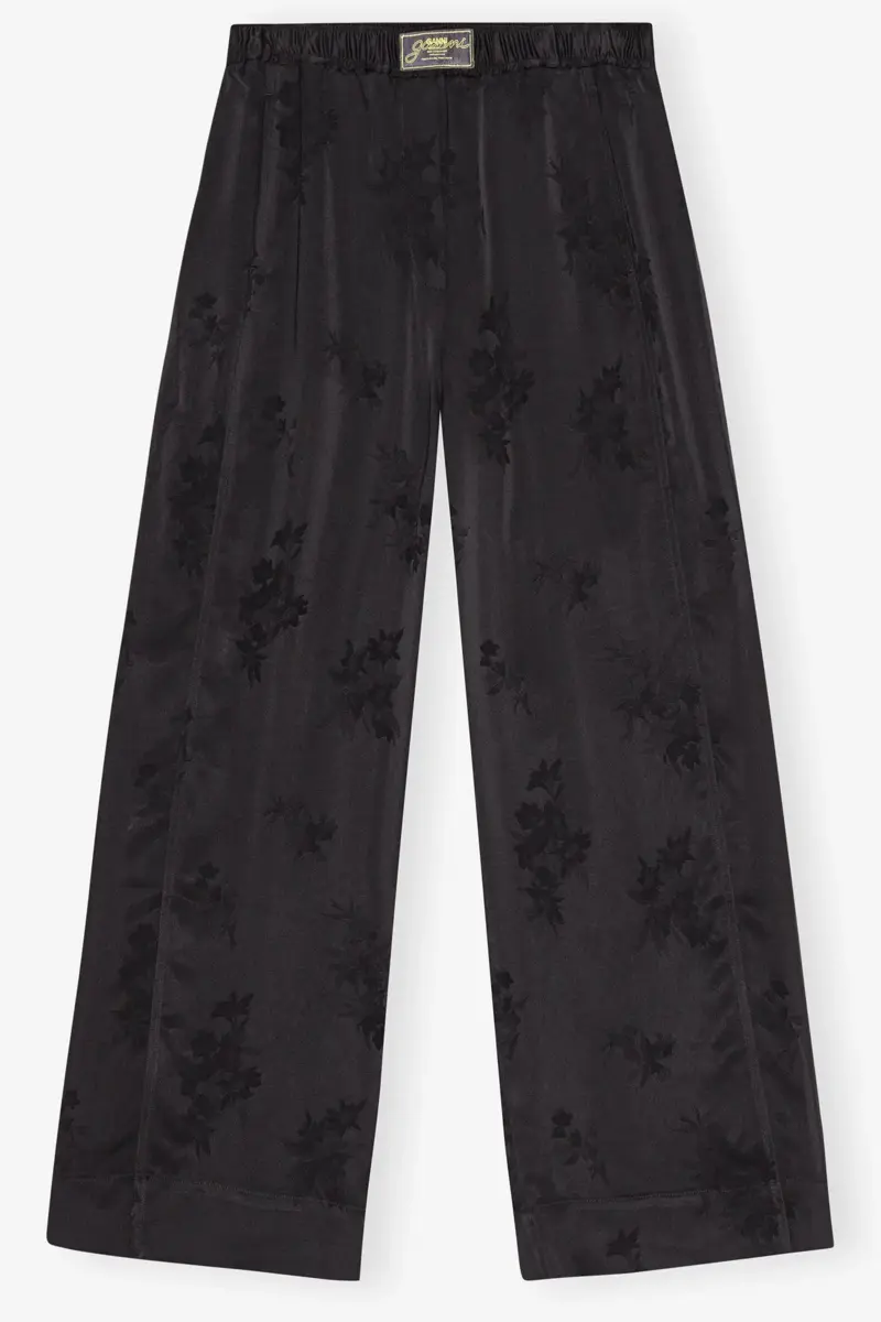 Svarta satinbyxor i jacquard Svarta satinbyxor i jacquard