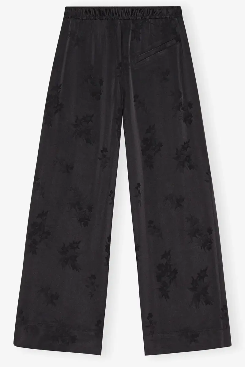Svarta satinbyxor i jacquard Svarta satinbyxor i jacquard