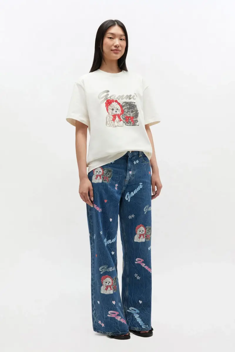 T-shirt i elfenbensfärg med djurmotiv