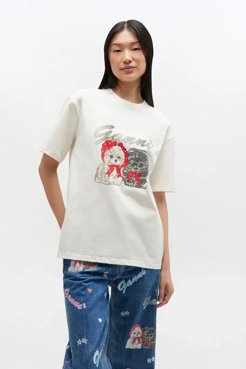 T-shirt i elfenbensfärg med djurmotiv