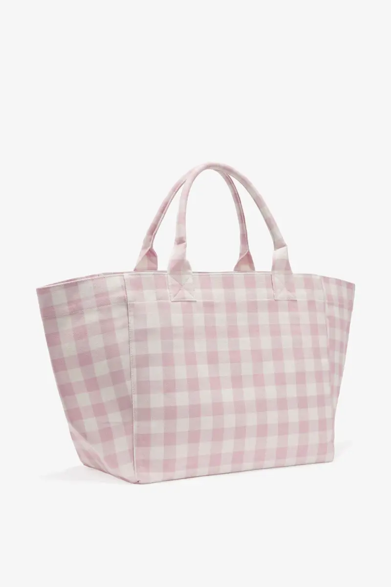 Vichy-rutig XXL-toteväska