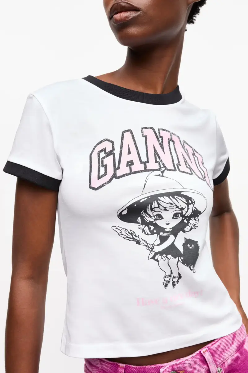 Vit bas-T-shirt med häxmotiv Vit bas-T-shirt med häxmotiv