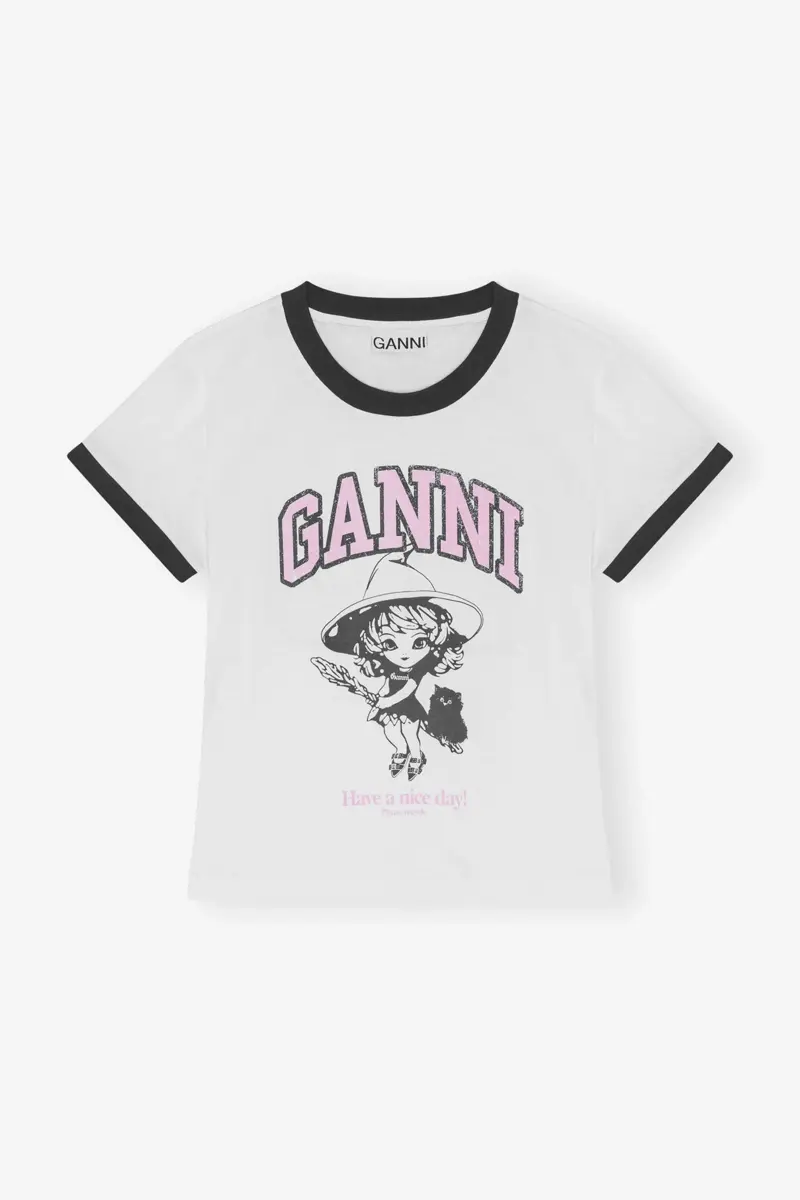 Vit bas-T-shirt med häxmotiv Vit bas-T-shirt med häxmotiv