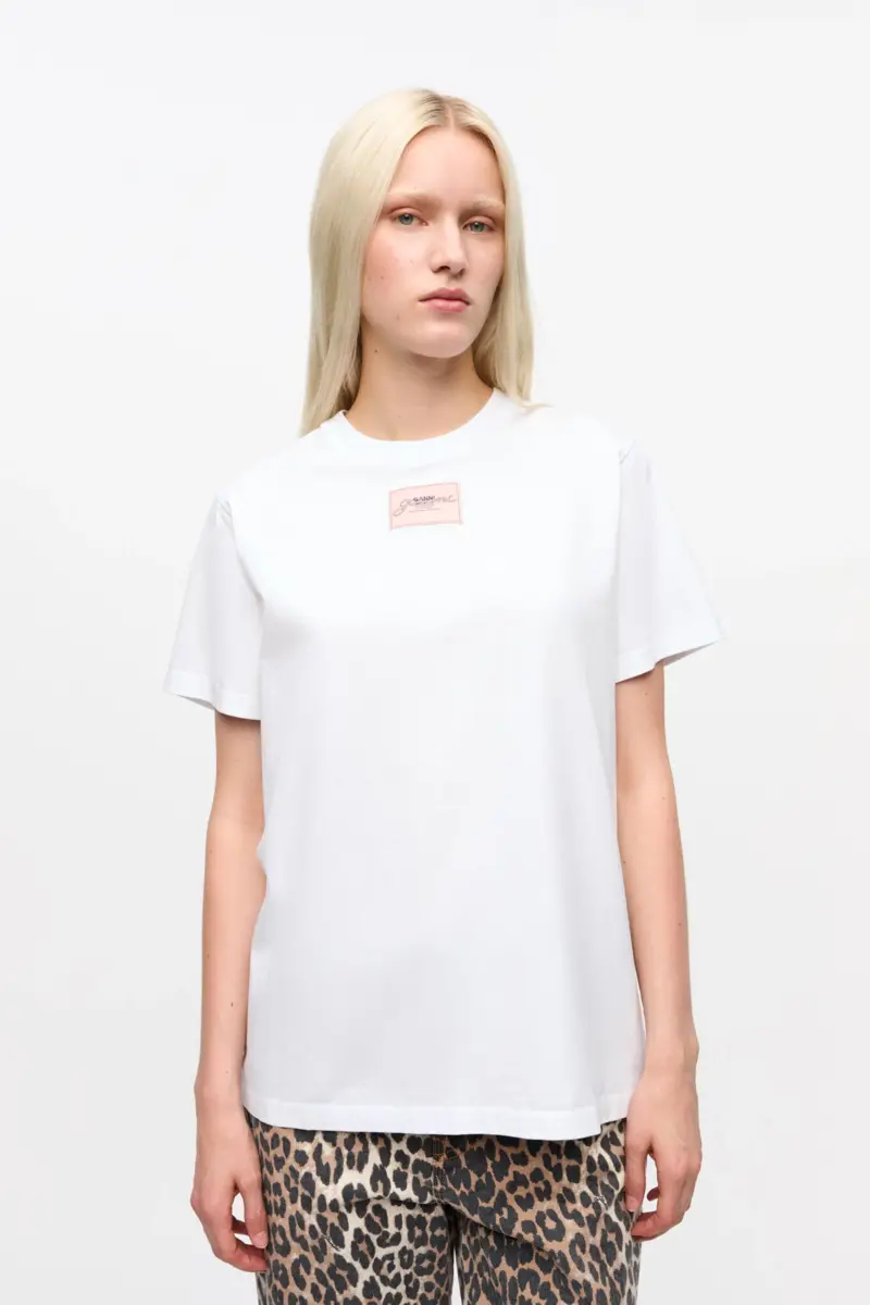 Vit basic jersey-T-shirt i avslappnad passform