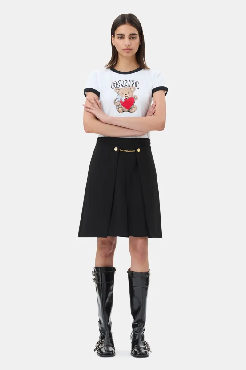 Vit basic jersey-T-shirt med björnmotiv