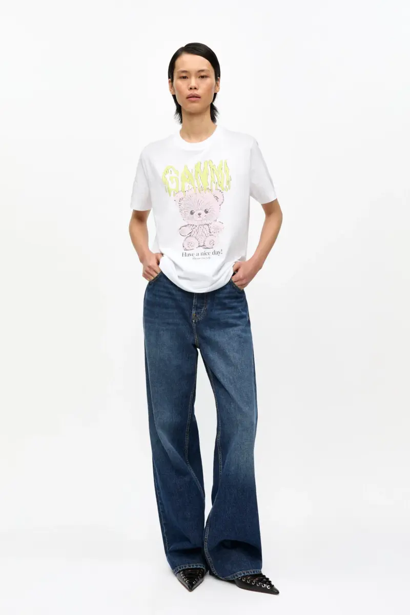 Vit basic T-shirt i bomullsjersey