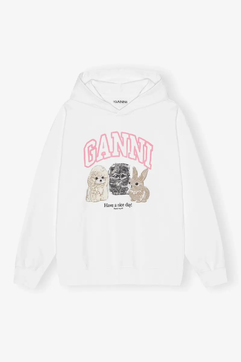 Vit hoodie med djurmotiv