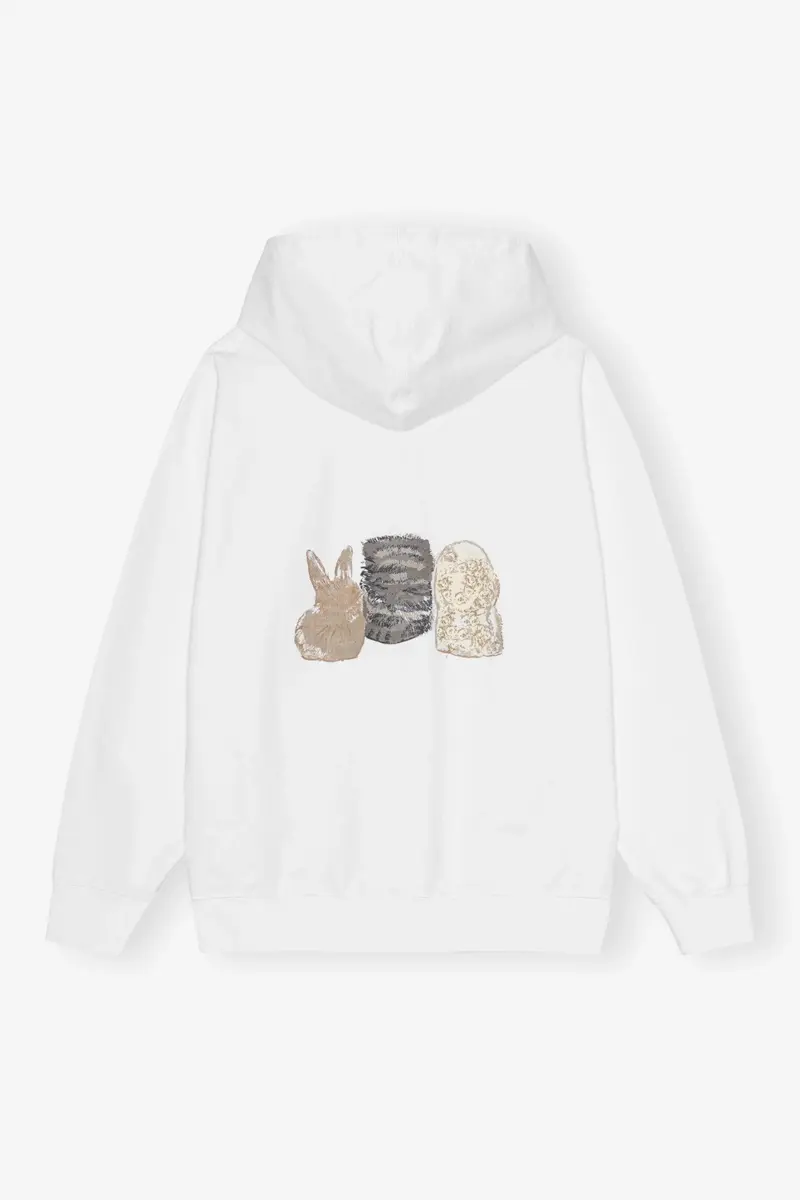Vit hoodie med djurmotiv