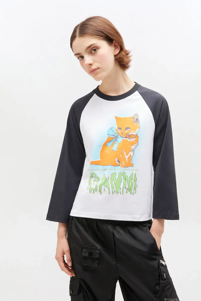 Vit kort kitty-T-shirt