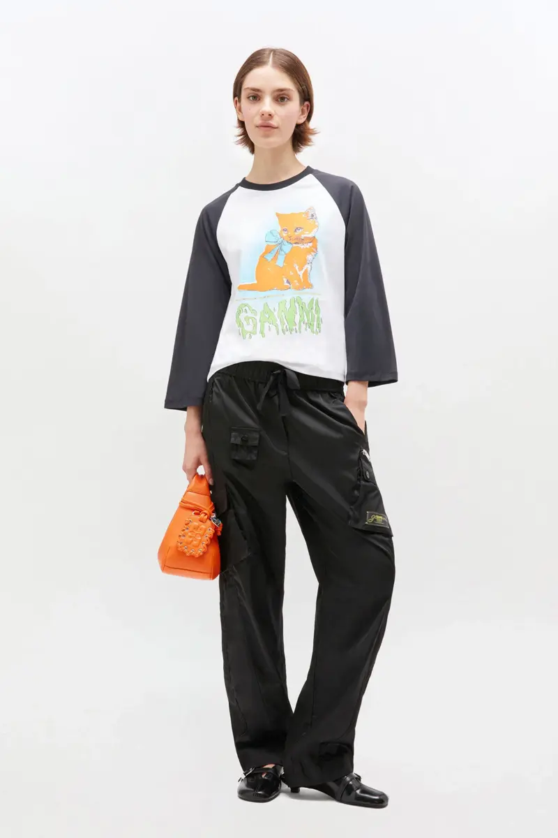 Vit kort kitty-T-shirt
