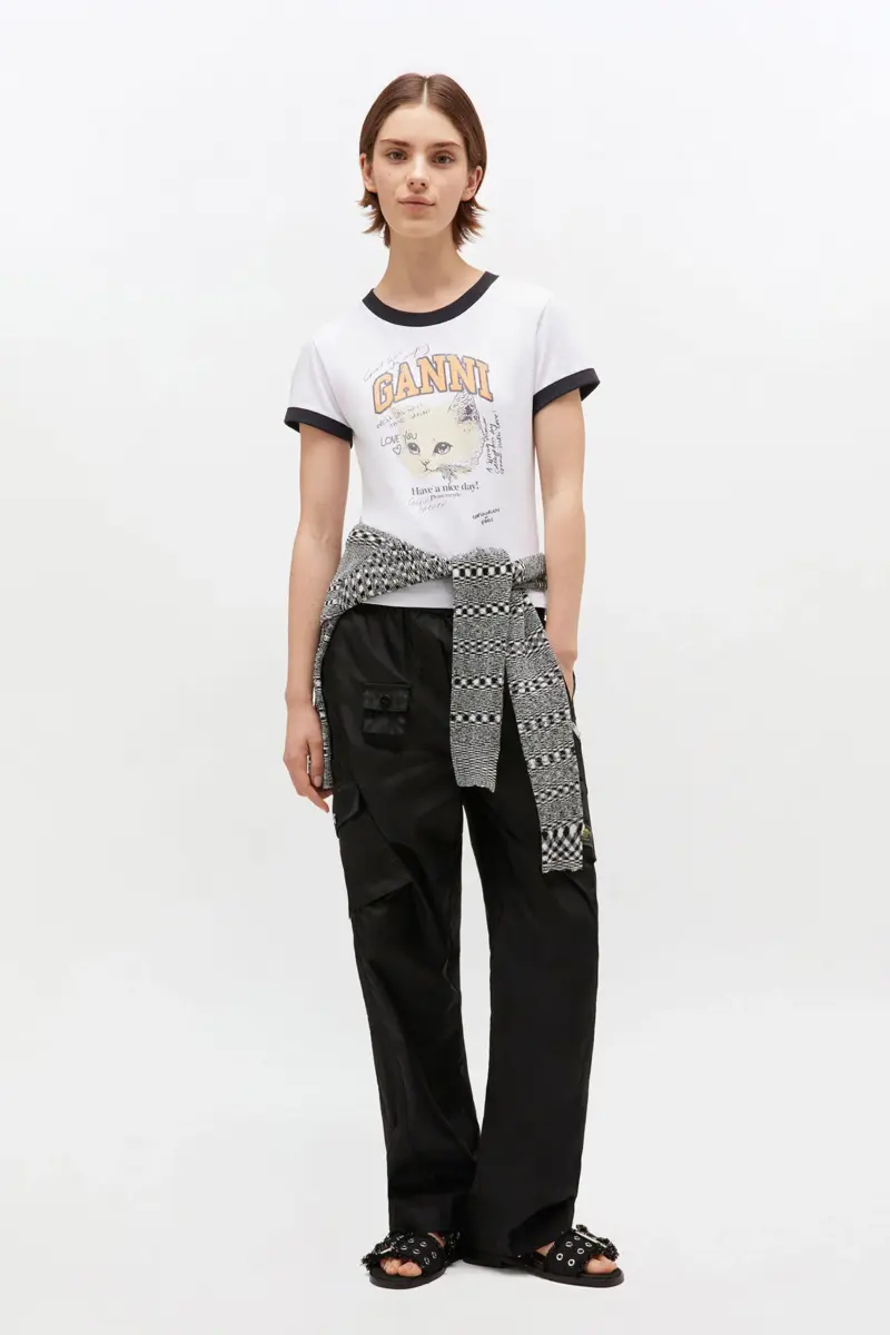 Vit kort kitty-T-shirt