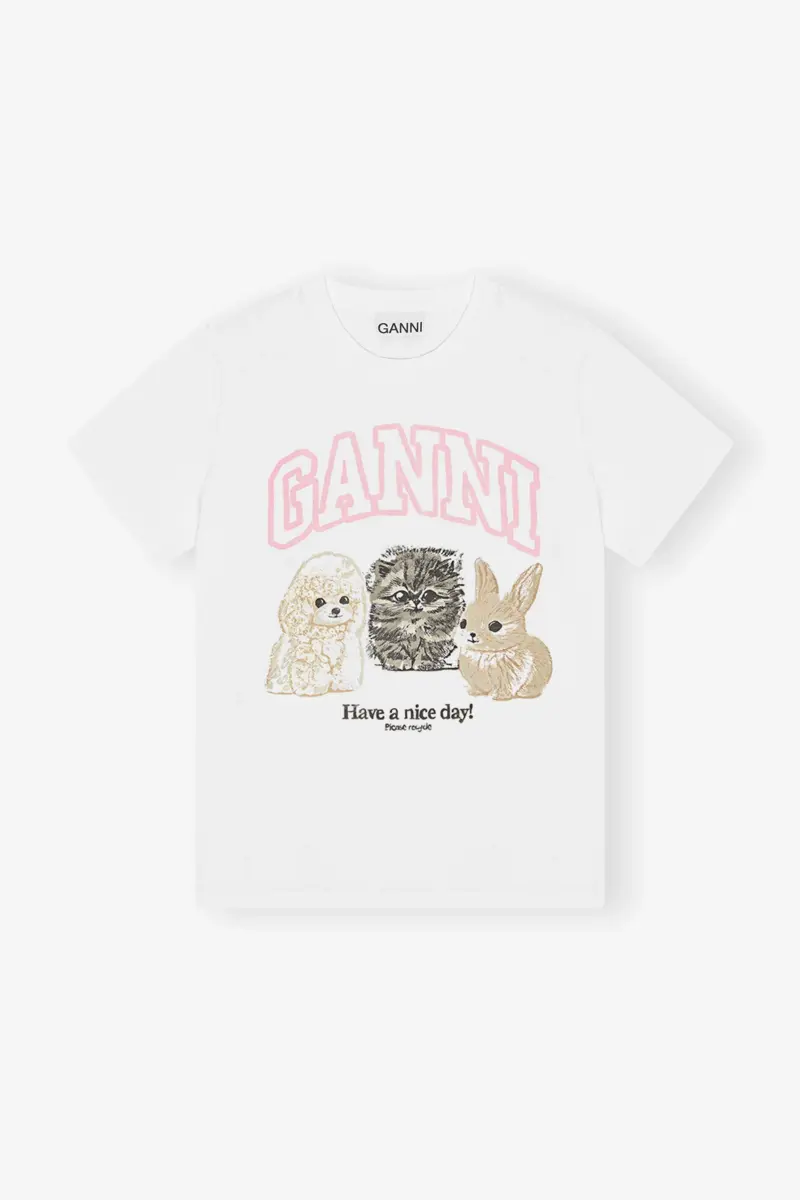 Vit T-shirt med djurmönster